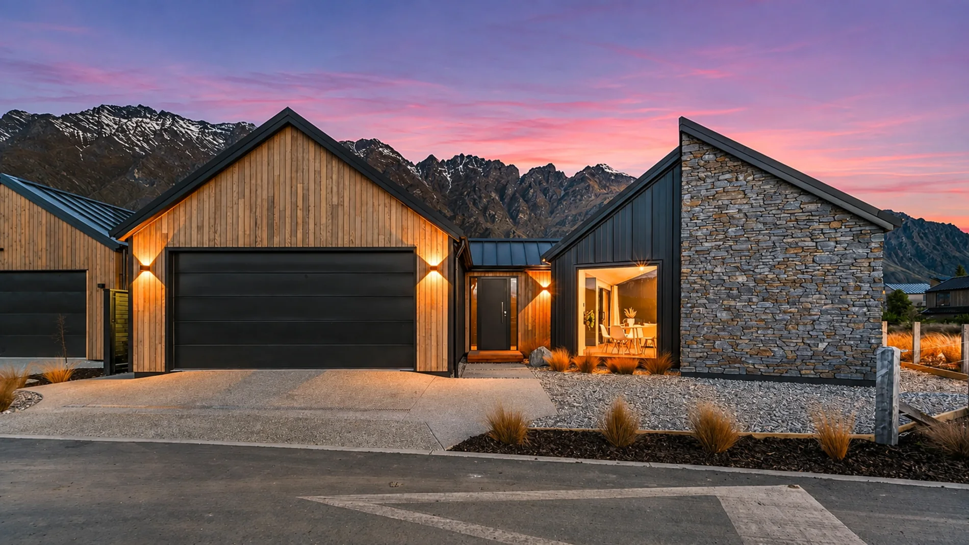 Repainted home in Queenstown at dusk